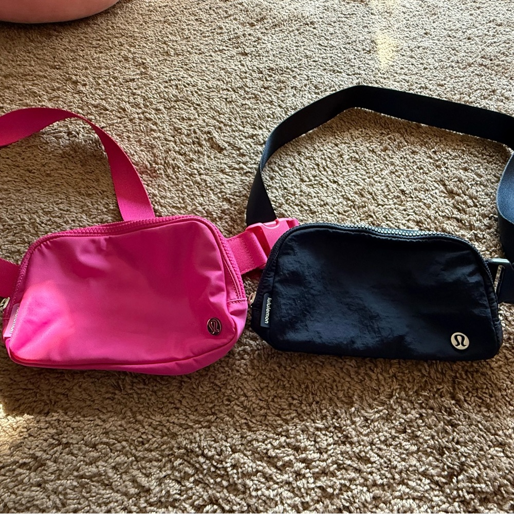 lululemon athletica Pink and Navy Blue Belt Bags